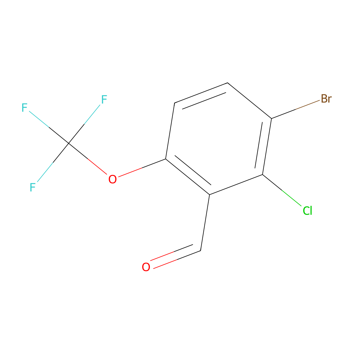 3-Bromo-2-chloro-6-(trifluoromethoxy)benZaldehyde molecular structure, CAS 2167258-76-4