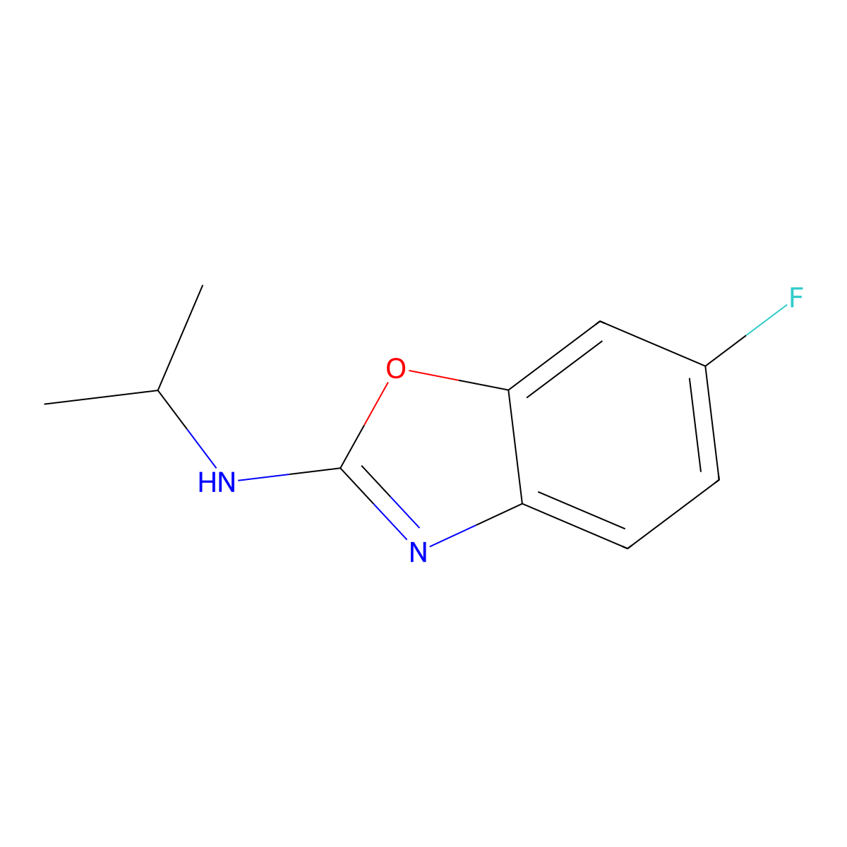 6-fluoro-N-(propan-2-yl)-1,3-benzoxazol-2-amine molecular structure, CAS 2167262-21-5