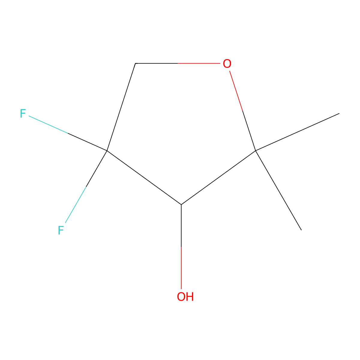 4,4-Difluoro-2,2-dimethyltetrahydrofuran-3-ol molecular structure, CAS 2167269-98-7