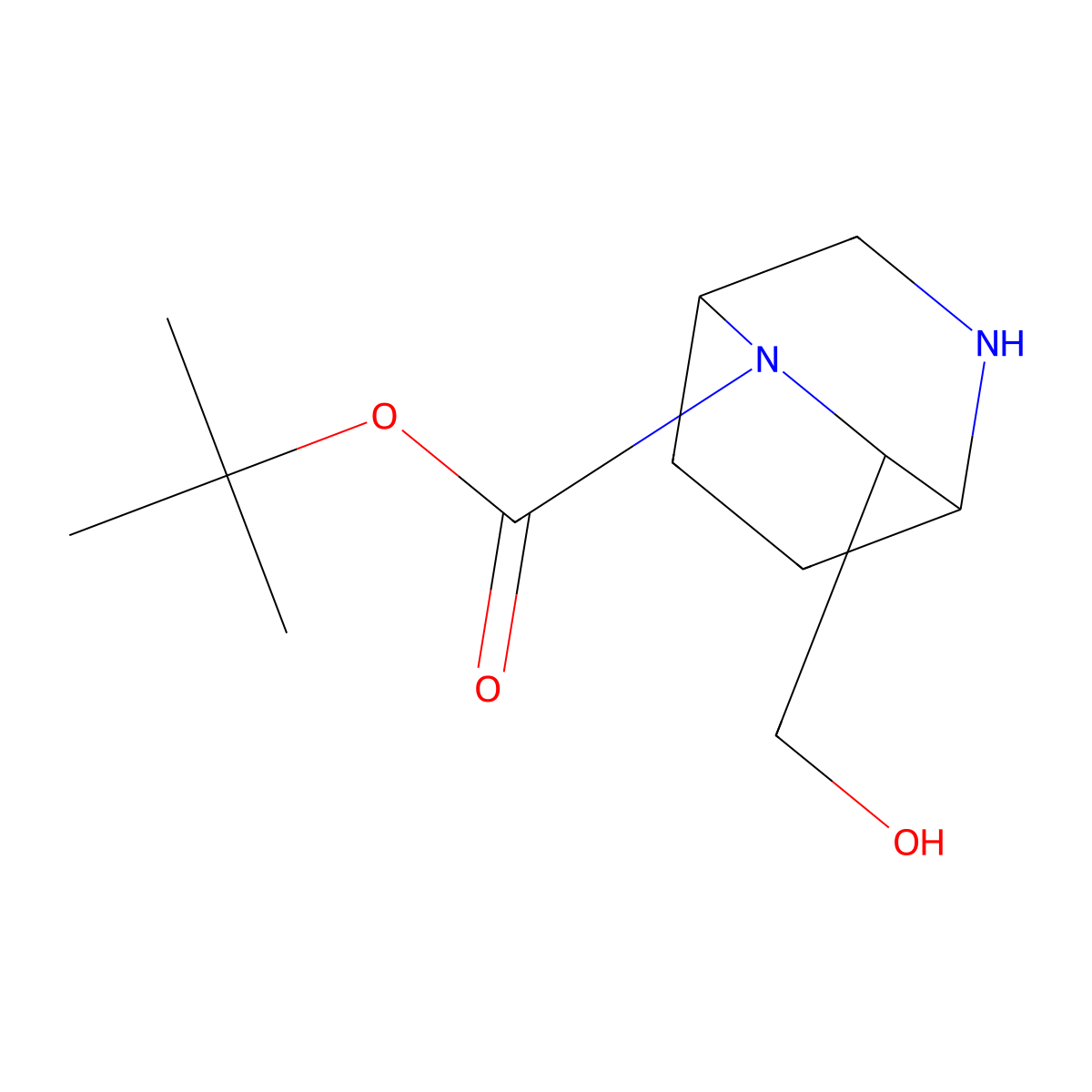 Tert-butyl 3-(hydroxymethyl)-2,5-diazabicyclo[2.2.2]octane-2-carboxylate molecular structure, CAS 2167272-66-2