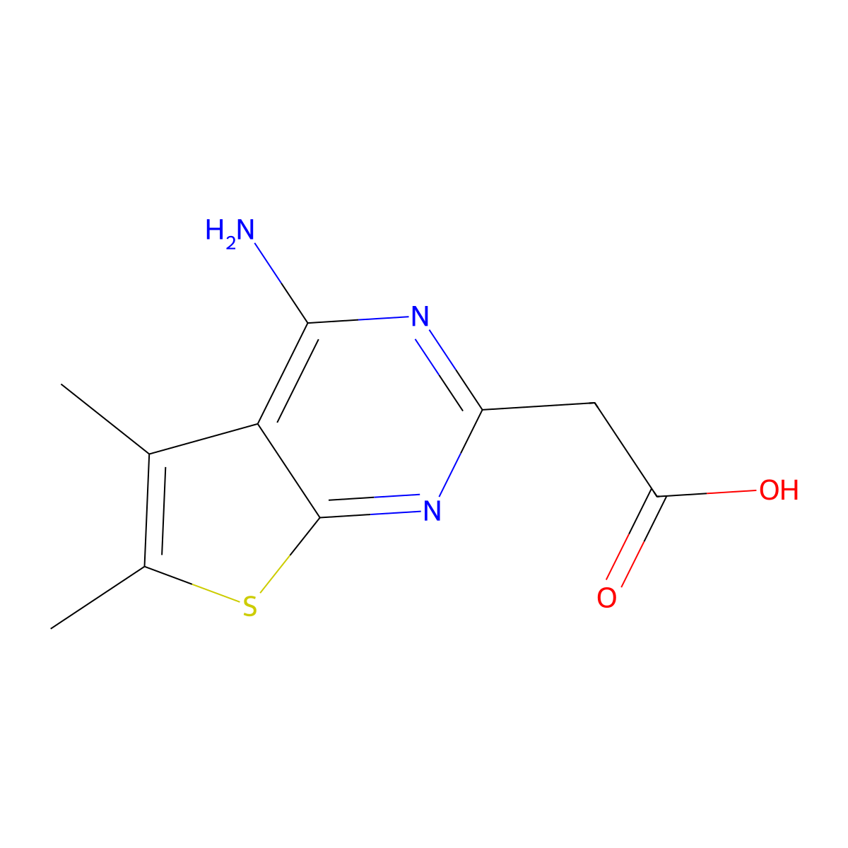2-{4-Amino-5,6-dimethylthieno[2,3-d]pyrimidin-2-yl}acetic acid molecular structure, CAS 2167274-64-6