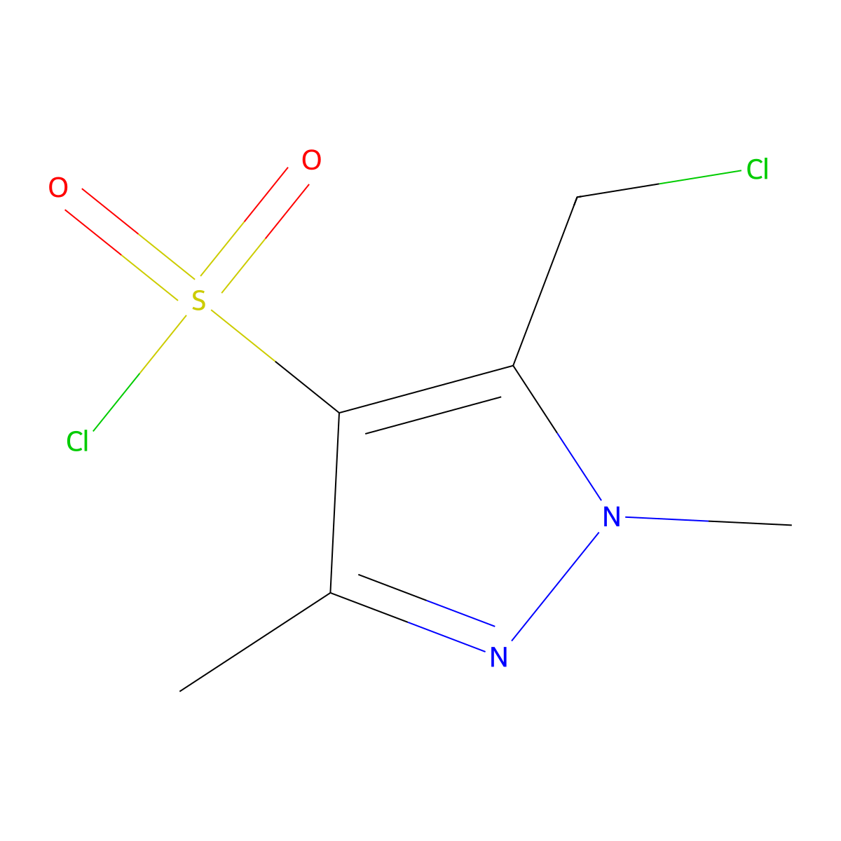 5-(Chloromethyl)-1,3-dimethylpyrazole-4-sulfonyl chloride molecular structure, CAS 2167277-66-7