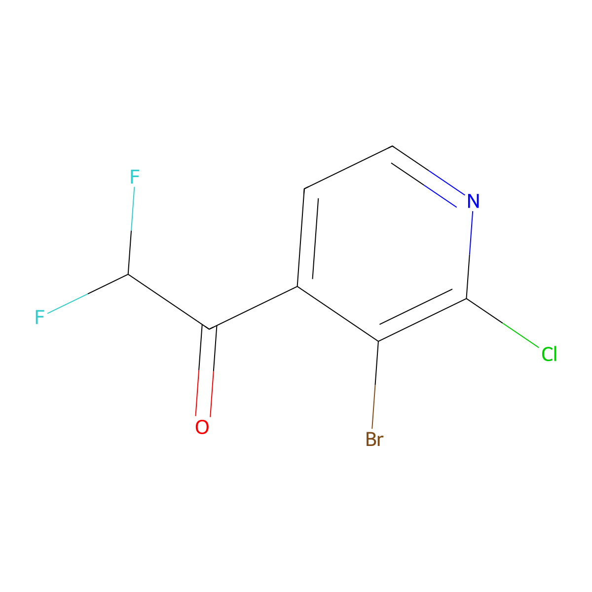 1-(3-Bromo-2-chloropyridin-4-yl)-2,2-difluoroethanone molecular structure, CAS 2167281-72-1