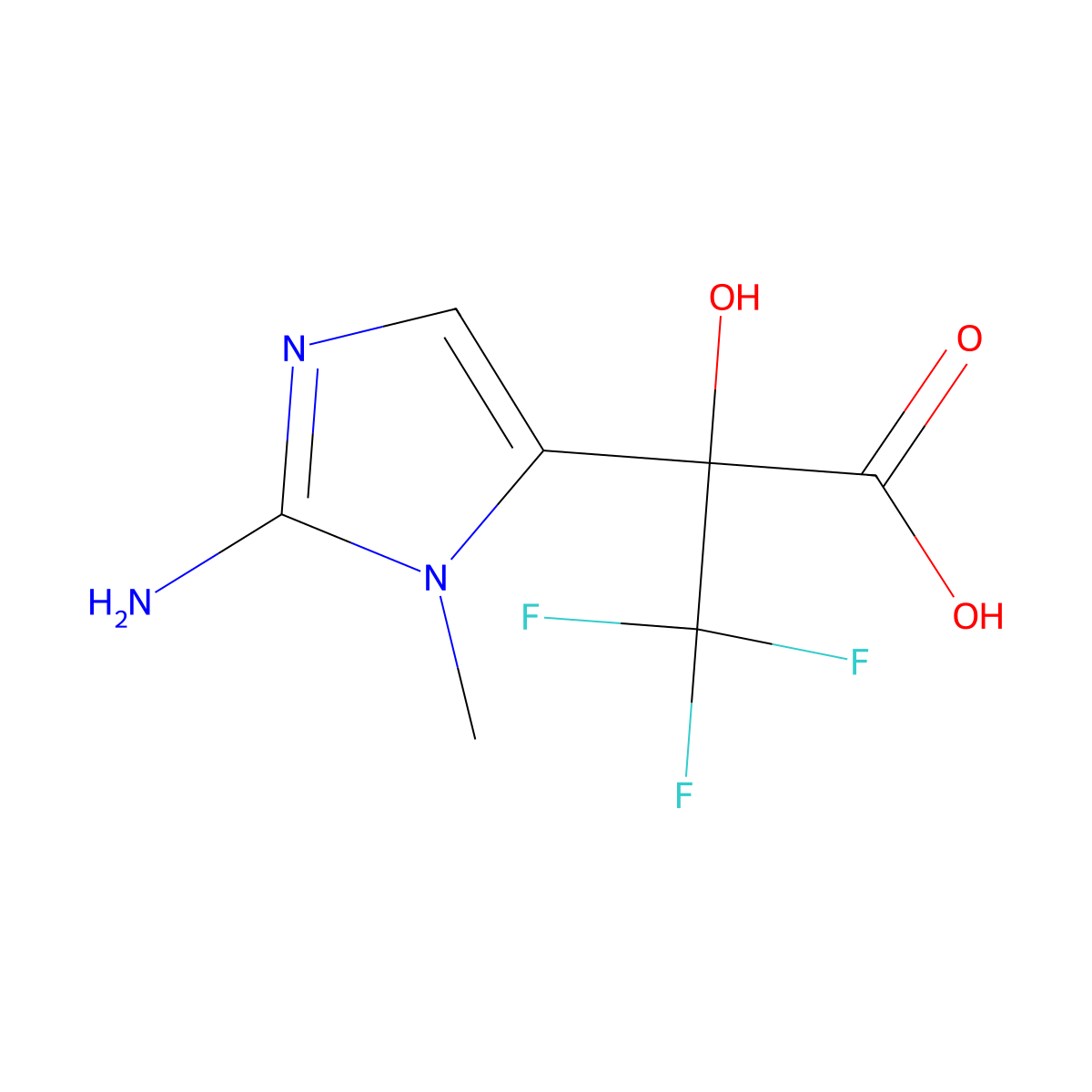 2-(2-amino-1-methyl-1H-imidazol-5-yl)-3,3,3-trifluoro-2-hydroxypropanoic acid molecular structure, CAS 2167292-57-9