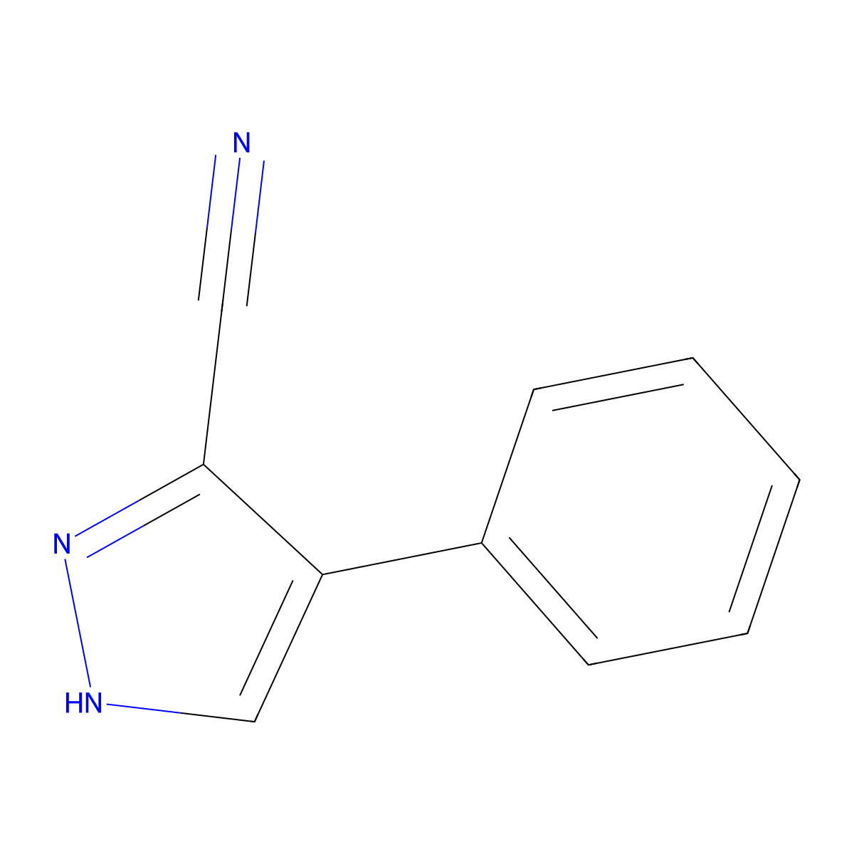 4-phenyl-1H-pyrazole-3-carbonitrile molecular structure, CAS 21673-04-1