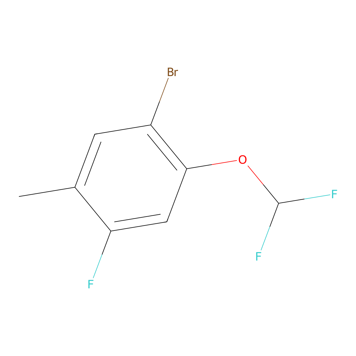 1-Bromo-2-(difluoromethoxy)-4-fluoro-5-methylbenzene molecular structure, CAS 2167304-78-9