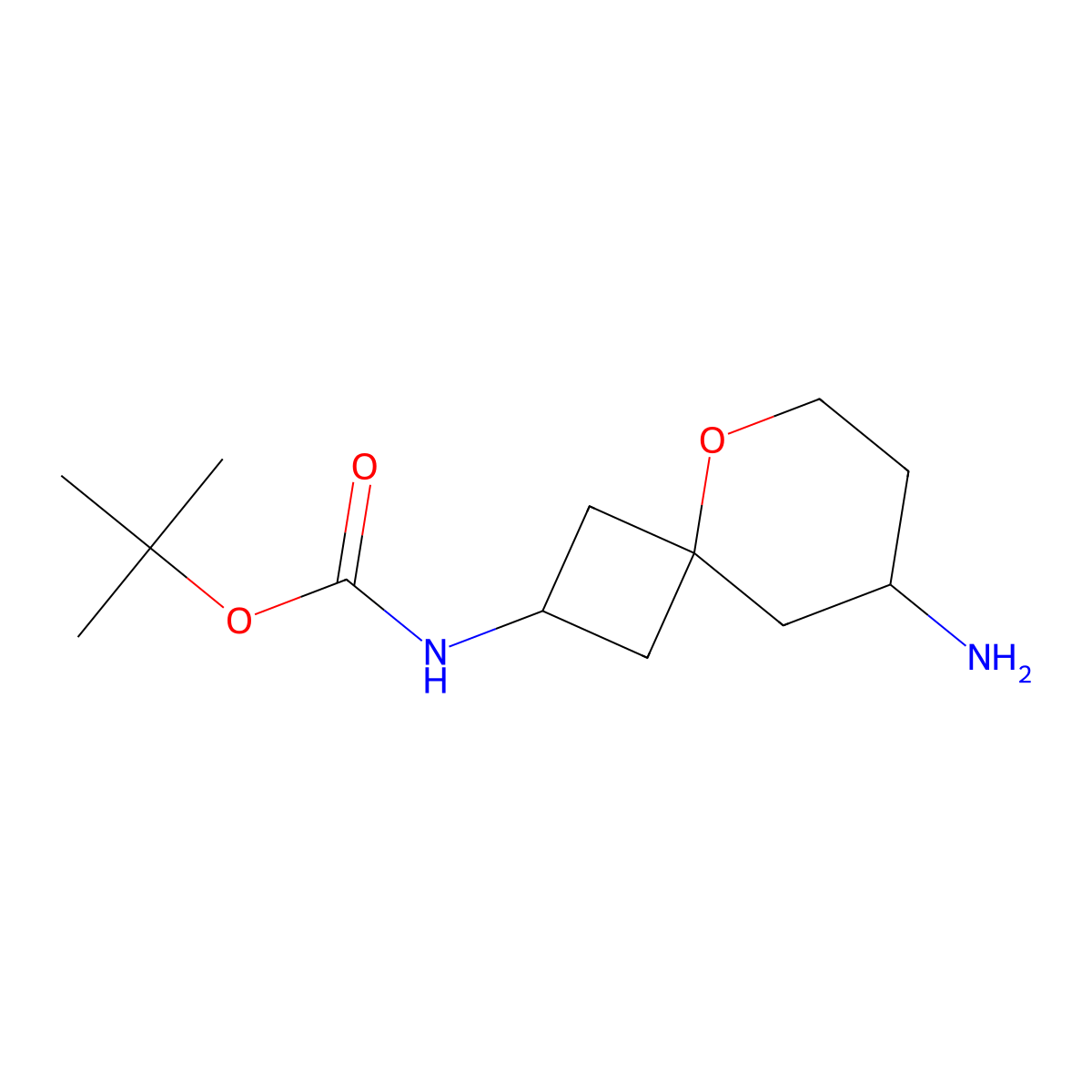 tert-butyl N-{8-amino-5-oxaspiro[3.5]nonan-2-yl}carbamate molecular structure, CAS 2167305-00-0