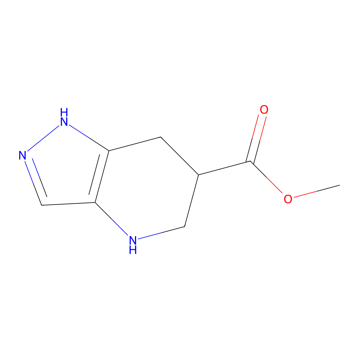 methyl 1H,4H,5H,6H,7H-pyrazolo(4,3-b)pyridine-6-carboxylate molecular structure, CAS 2167308-58-7