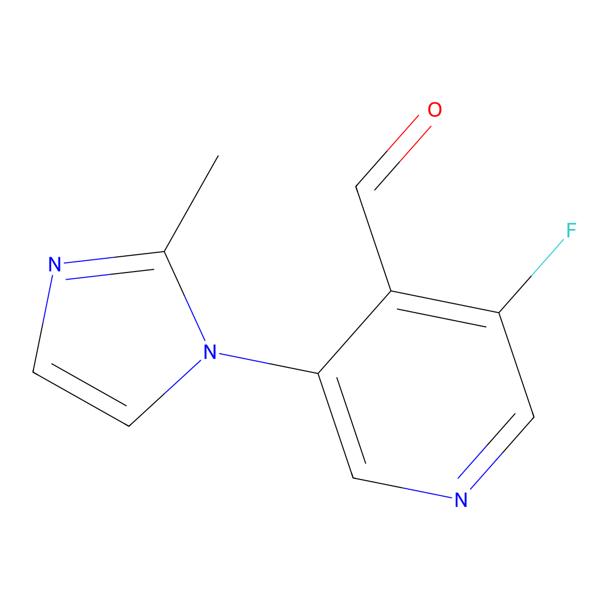 3-fluoro-5-(2-methyl-1H-imidazol-1-yl)pyridine-4-carbaldehyde molecular structure, CAS 2167317-51-1