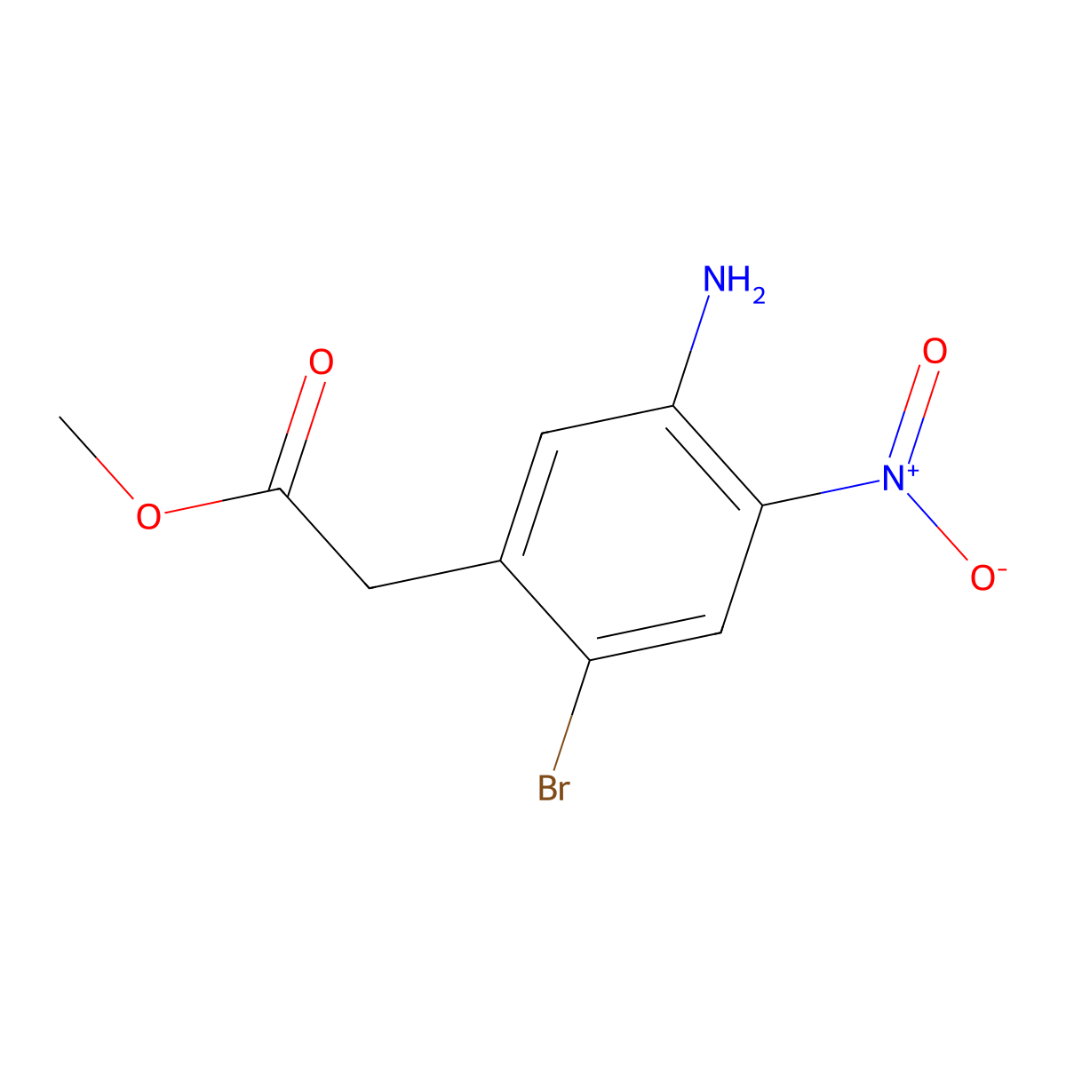 Methyl 2-(5-amino-2-bromo-4-nitrophenyl)acetate molecular structure, CAS 2167318-03-6