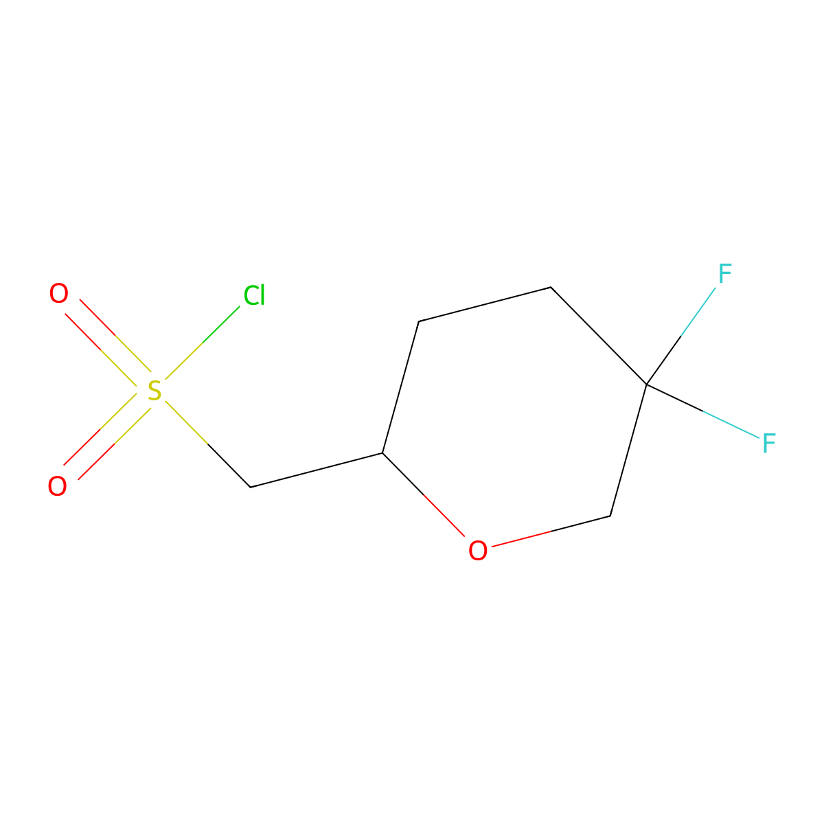 (5,5-Difluorooxan-2-yl)methanesulfonyl chloride molecular structure, CAS 2167325-87-1