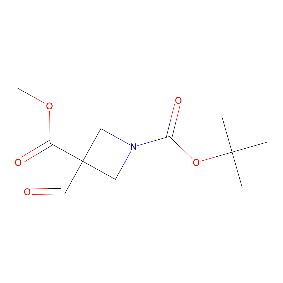1-Tert-butyl 3-methyl 3-formylazetidine-1,3-dicarboxylate molecular structure, CAS 2167326-05-6