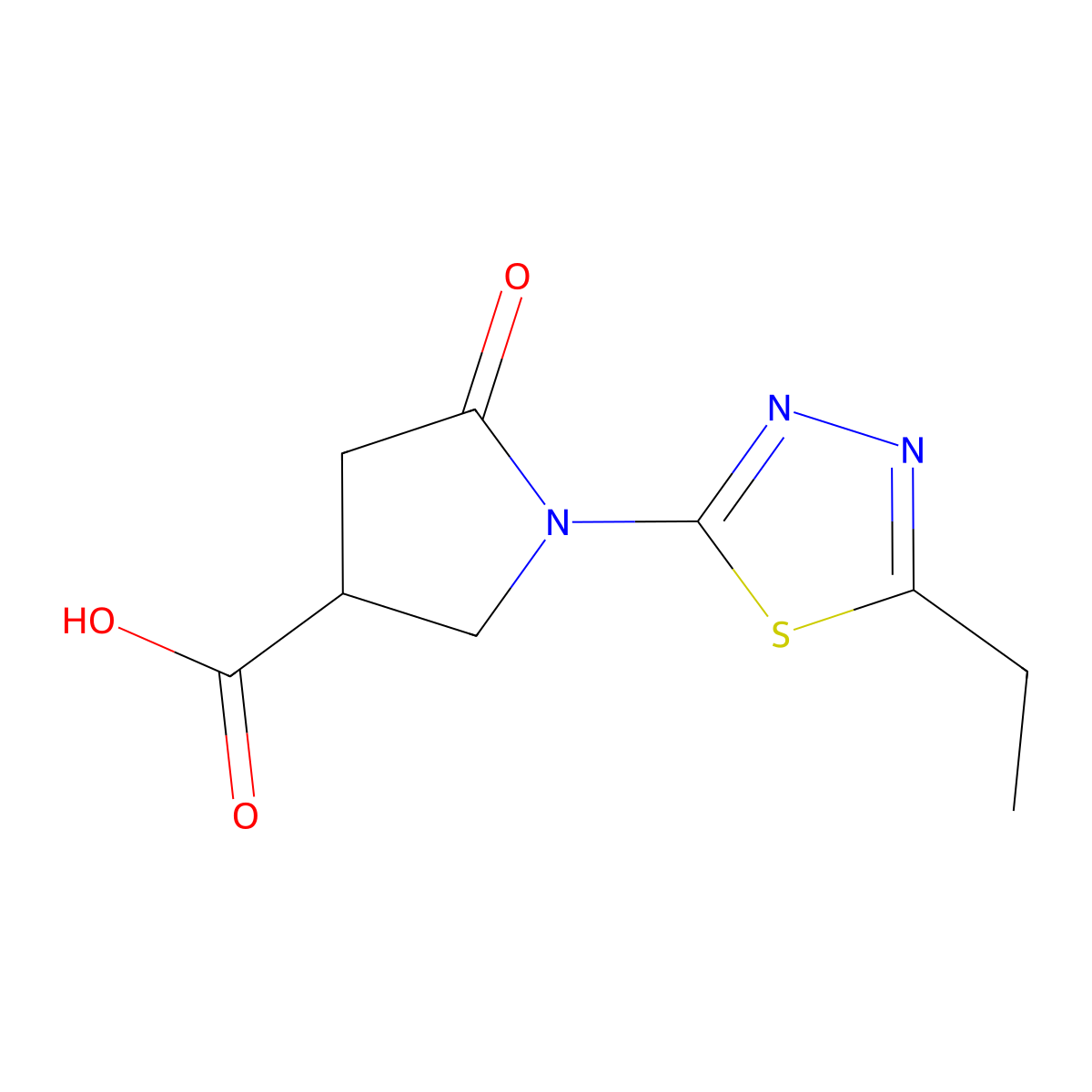 1-(5-Ethyl-1,3,4-thiadiazol-2-yl)-5-oxopyrrolidine-3-carboxylic acid molecular structure, CAS 2167328-39-2