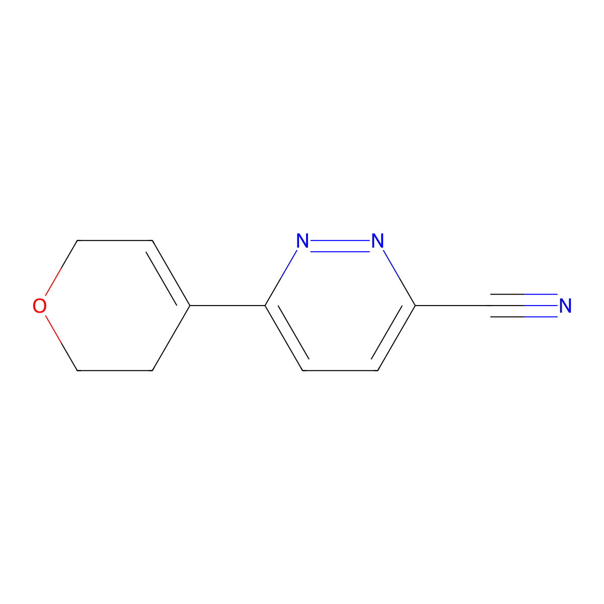 6-(3,6-dihydro-2H-pyran-4-yl)pyridazine-3-carbonitrile molecular structure, CAS 2167339-15-1