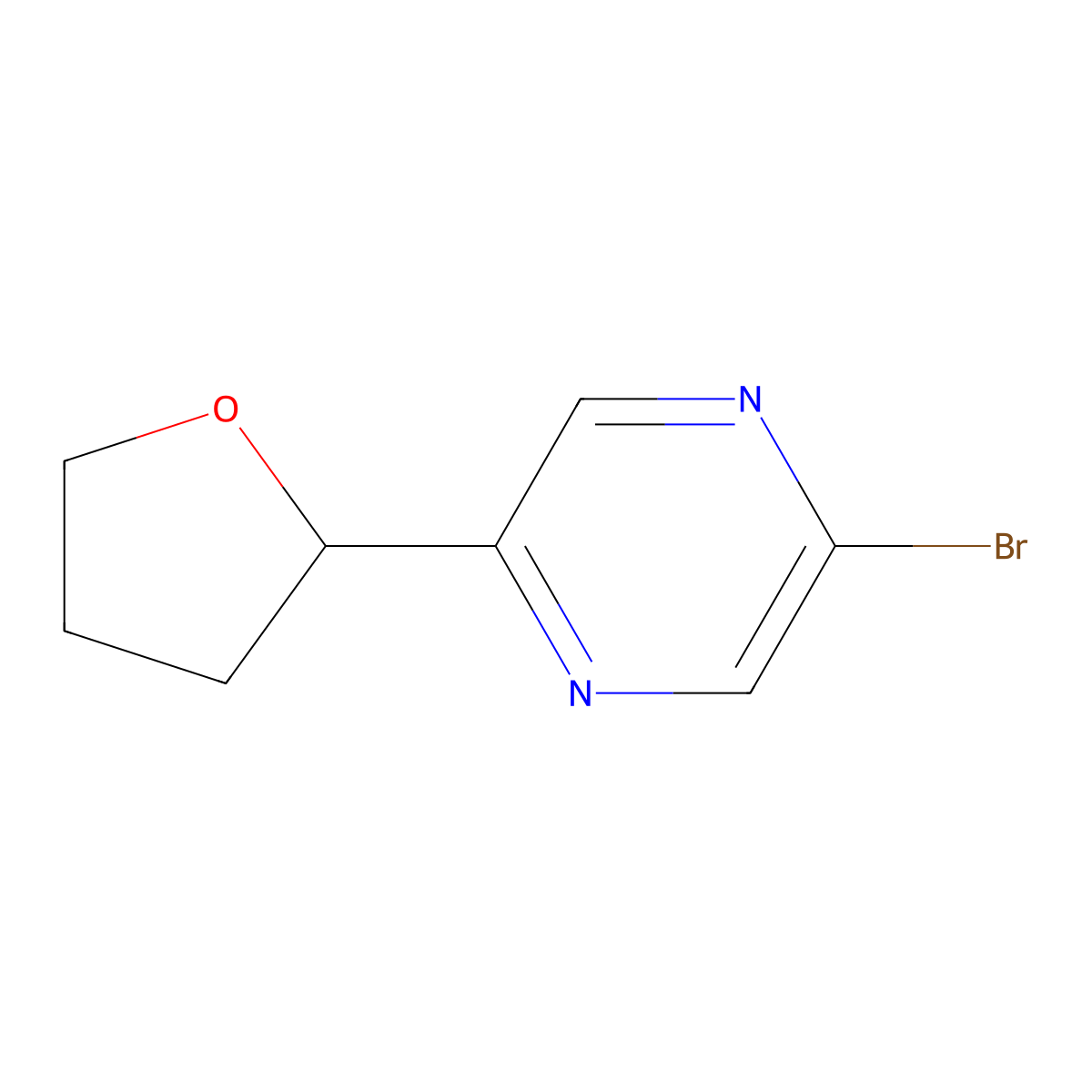2-Bromo-5-(tetrahydrofuran-2-yl)pyrazine molecular structure, CAS 2167340-70-5