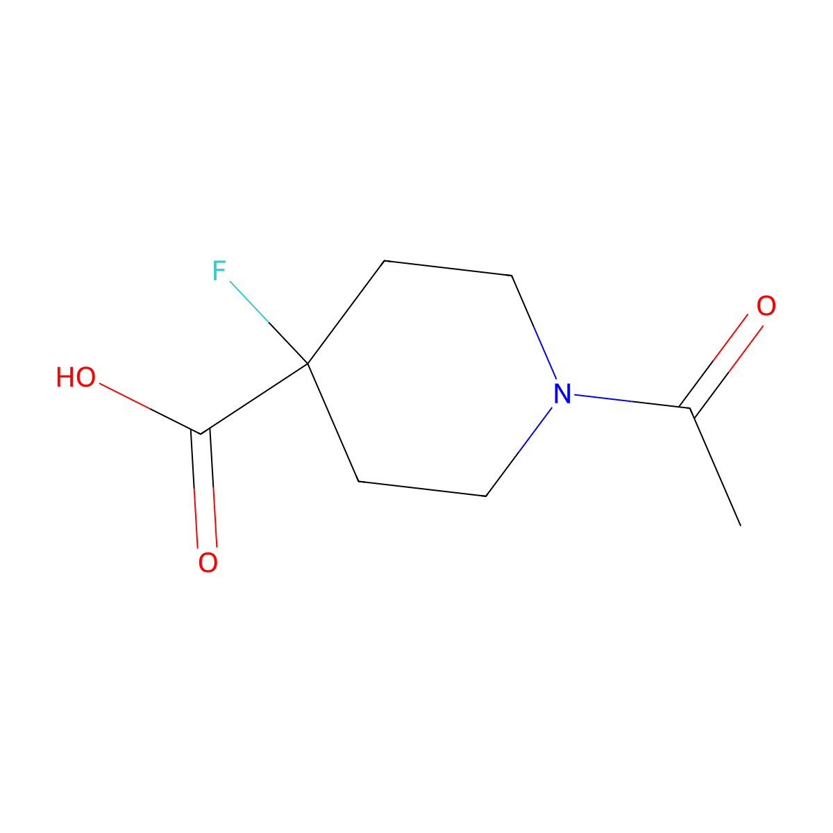 1-Acetyl-4-fluoropiperidine-4-carboxylic acid molecular structure, CAS 2167348-18-5