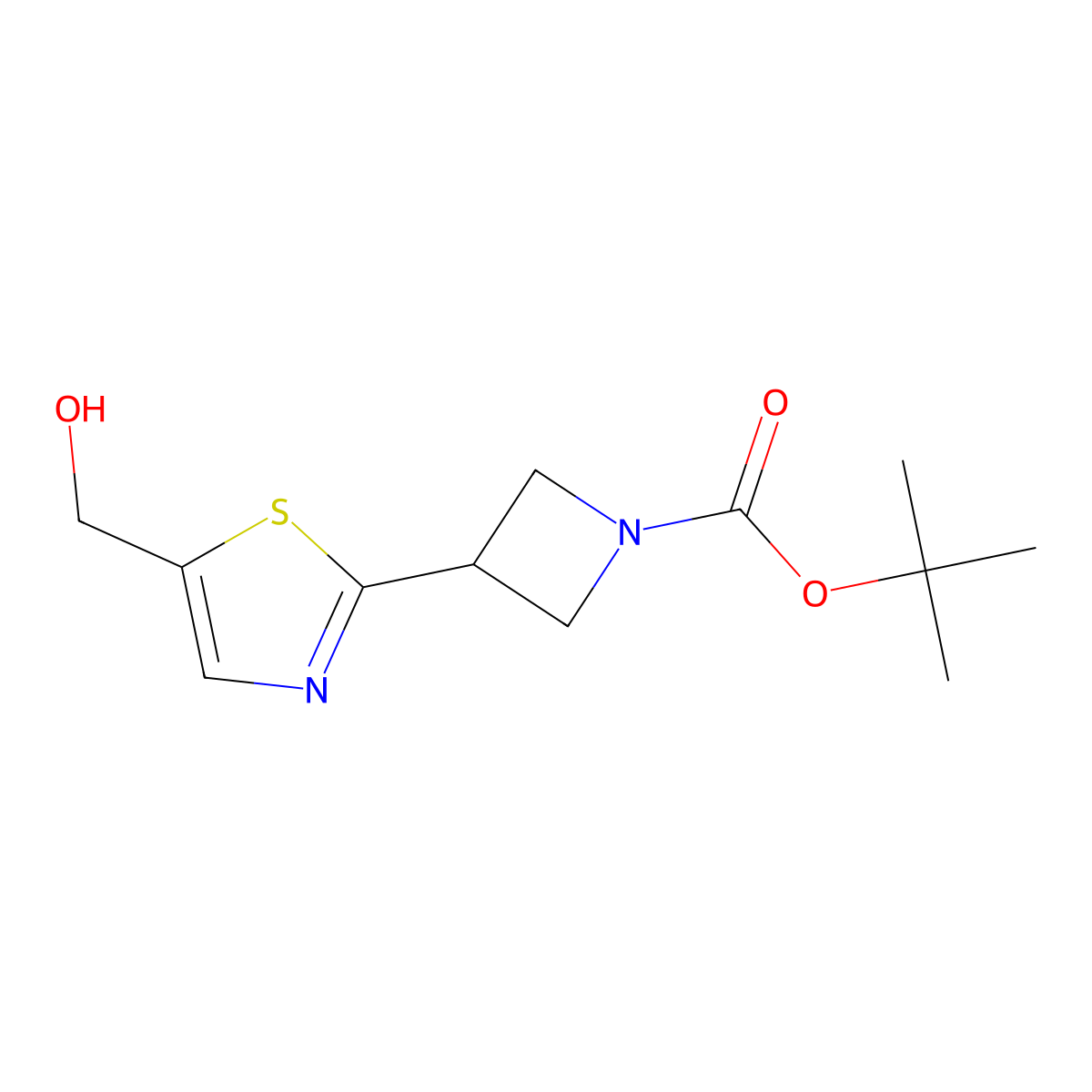 Tert-butyl3-[5-(hydroxymethyl)-1,3-thiazol-2-yl]azetidine-1-carboxylate molecular structure, CAS 2167350-00-5