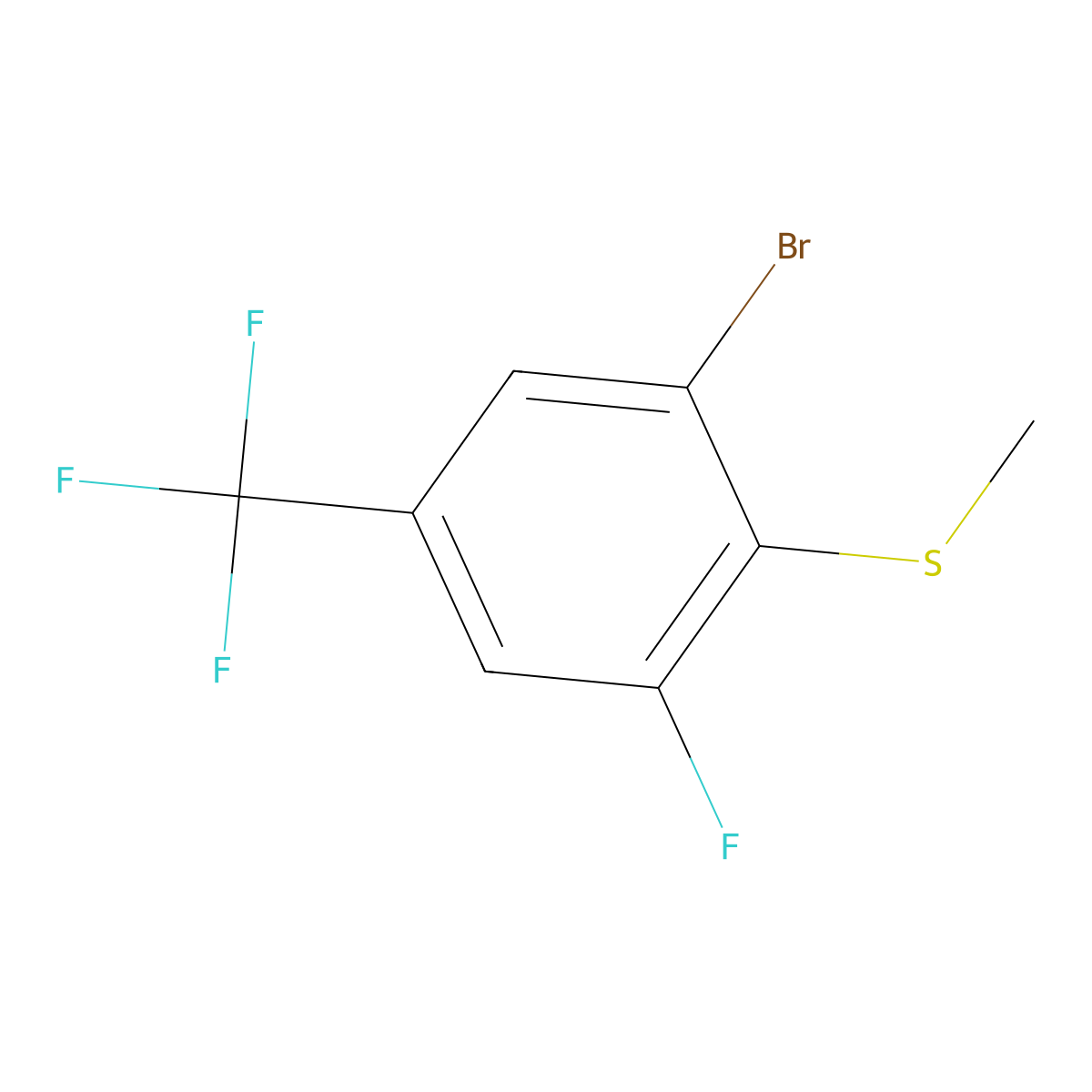 (2-Bromo-6-fluoro-4-(trifluoromethyl)phenyl)(methyl)sulfane molecular structure, CAS 2167363-84-8