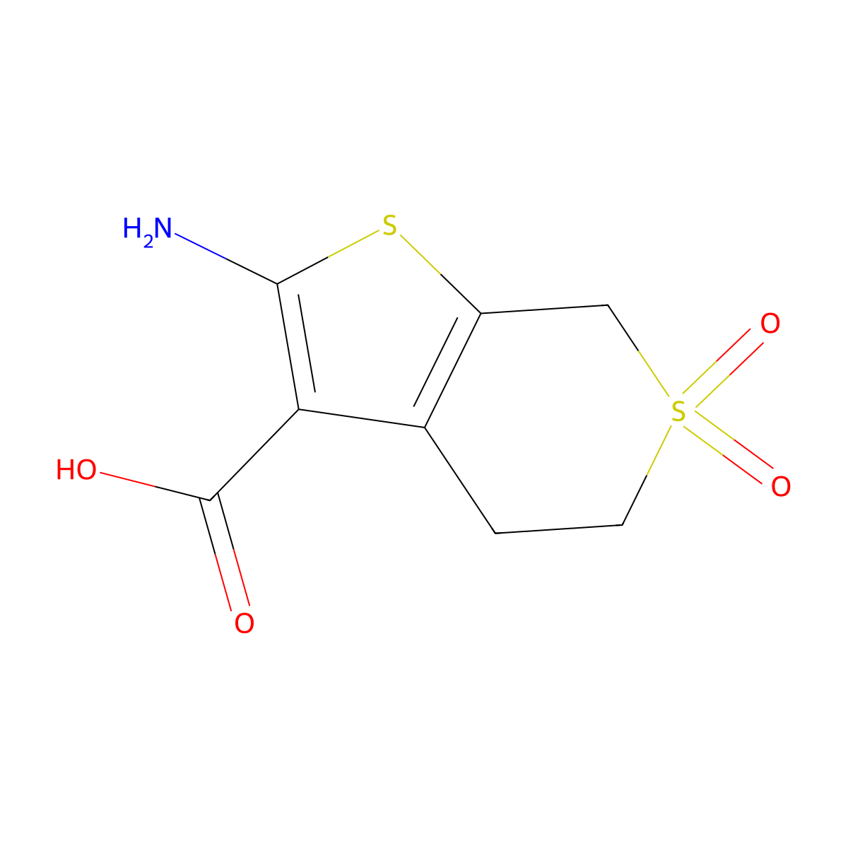 2-amino-6,6-dioxo-4H,5H,7H-6lambda6-thieno[2,3-c]thiopyran-3-carboxylic acid molecular structure, CAS 2167367-75-9