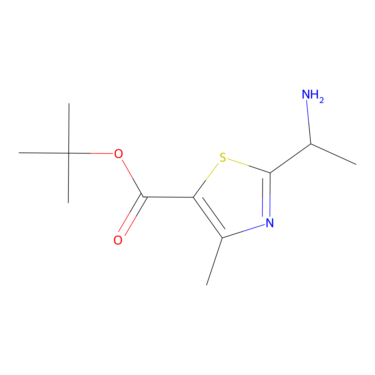 Tert-butyl 2-(1-aminoethyl)-4-methyl-1,3-thiazole-5-carboxylate molecular structure, CAS 2167368-78-5