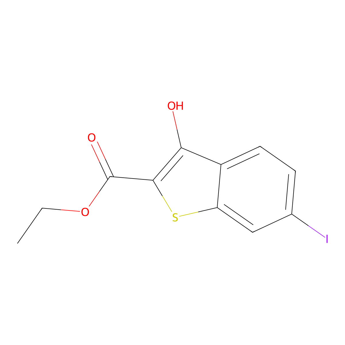 Ethyl 3-hydroxy-6-iodobenzo[b]thiophene-2-carboxylate molecular structure, CAS 2167372-67-8