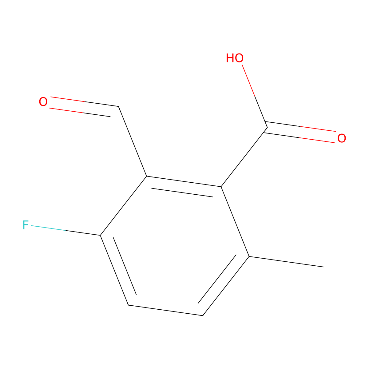 3-Fluoro-2-formyl-6-methylbenzoic acid molecular structure, CAS 2167372-96-3
