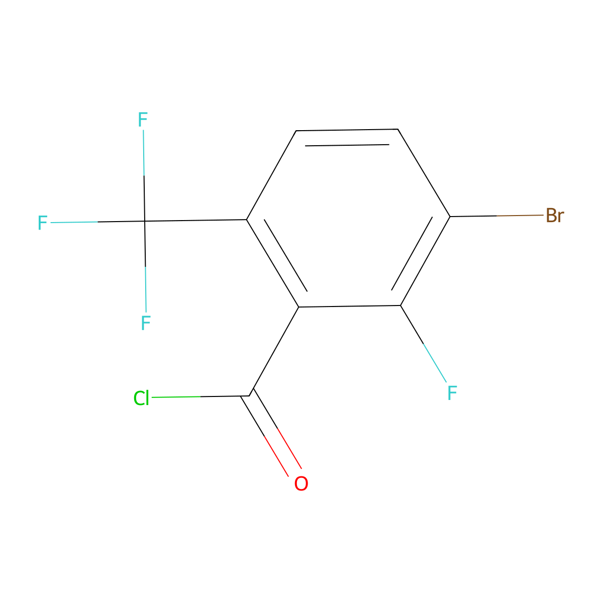 3-Bromo-2-fluoro-6-(trifluoromethyl)benzoyl chloride molecular structure, CAS 2167373-89-7