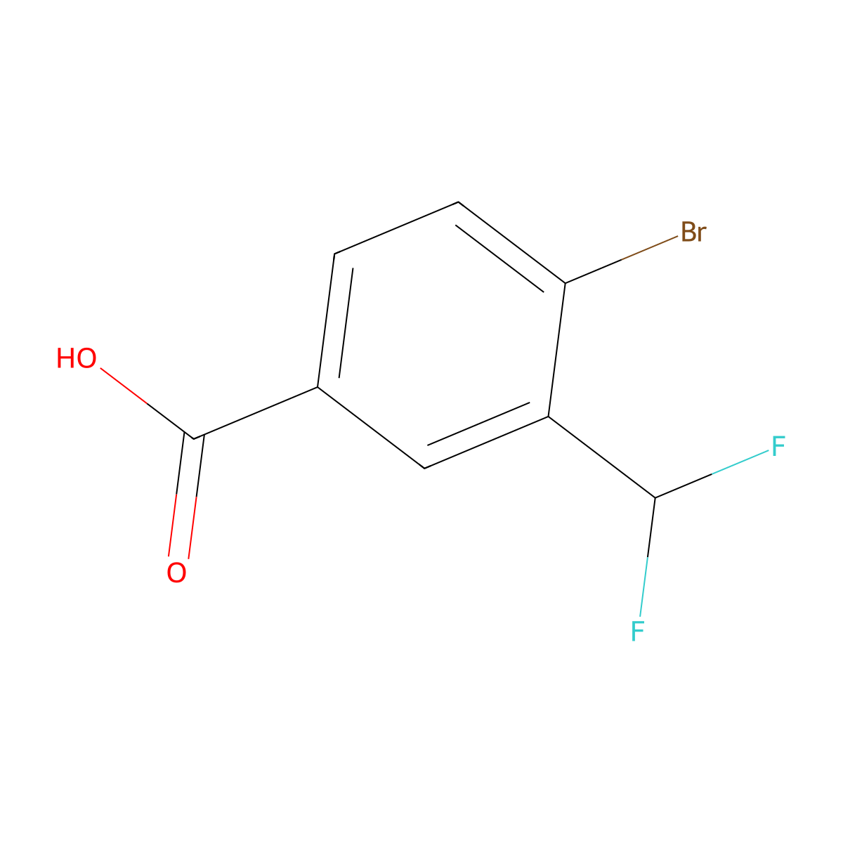 4-Bromo-3-(difluoromethyl)benzoic acid molecular structure, CAS 2167386-60-7