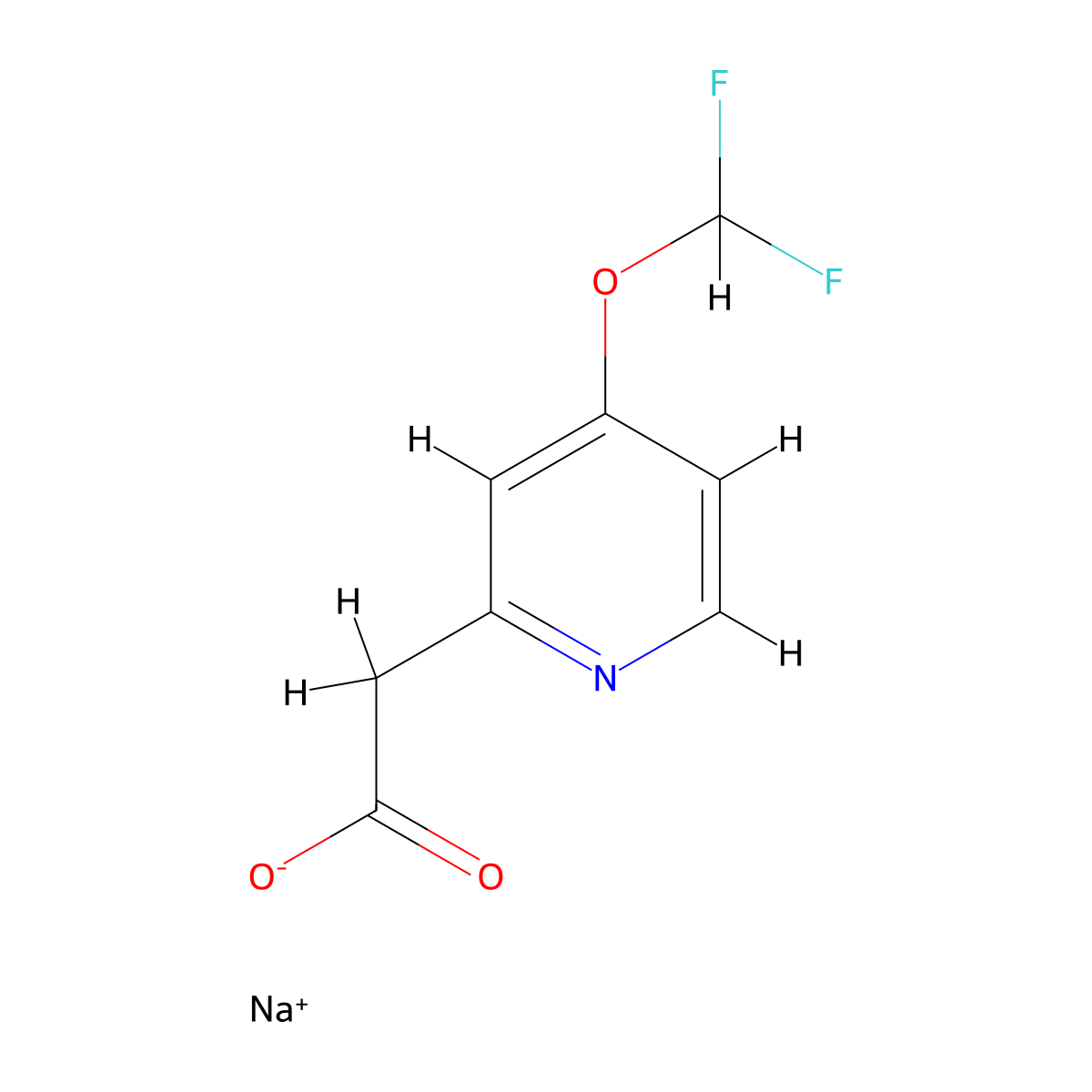 Sodium 2-[4-(difluoromethoxy)pyridin-2-YL]acetate molecular structure, CAS 2167386-95-8