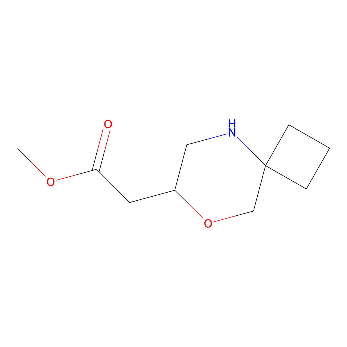 Methyl 2-{8-oxa-5-azaspiro[3.5]nonan-7-yl}acetate molecular structure, CAS 2167390-02-3