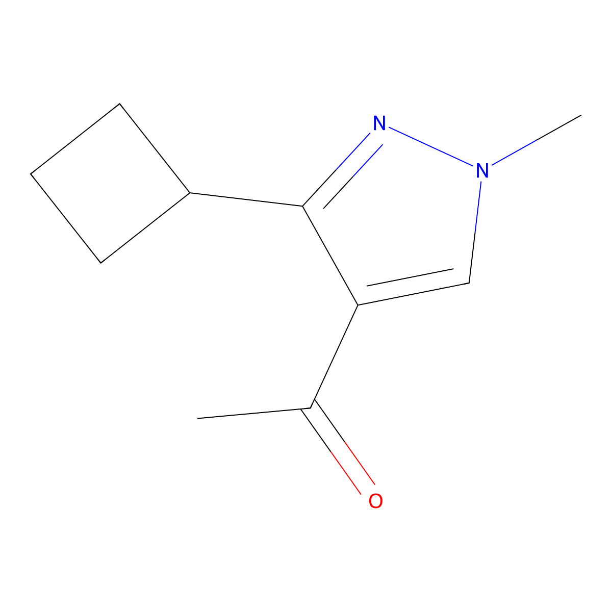 1-(3-Cyclobutyl-1-methyl-1H-pyrazol-4-yl)ethan-1-one molecular structure, CAS 2167391-75-3