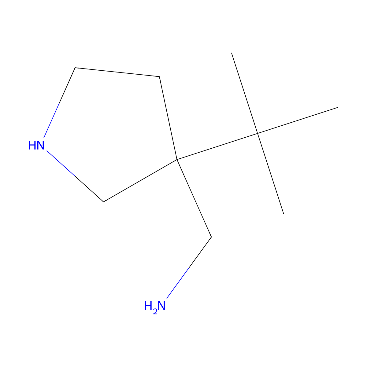 (3-Tert-butylpyrrolidin-3-yl)methanamine molecular structure, CAS 2167410-94-6
