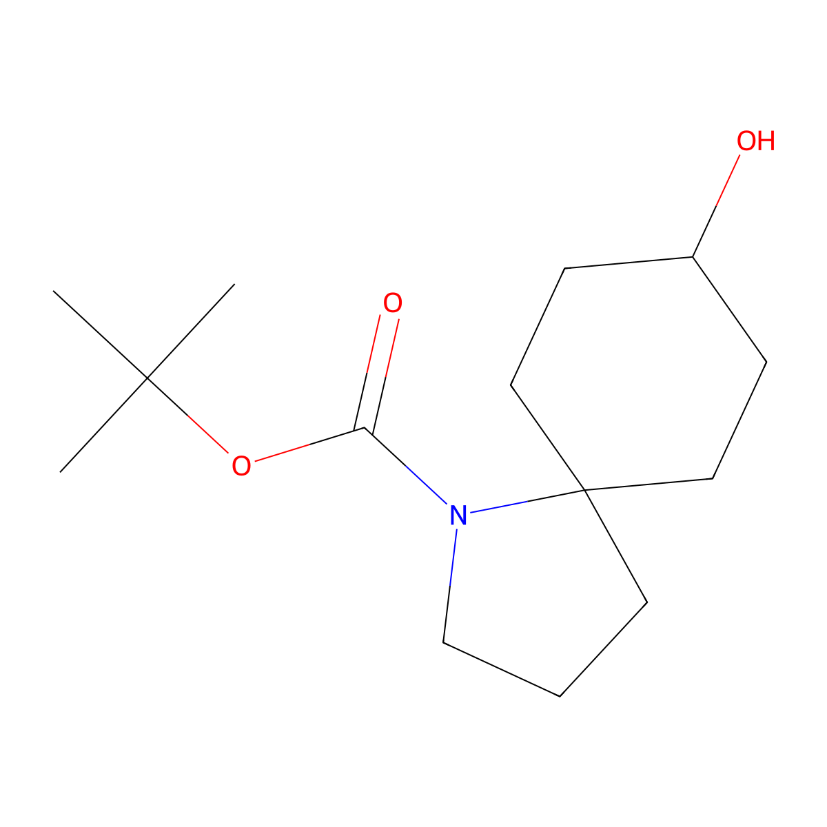 tert-Butyl 8-hydroxy-1-azaspiro[4.5]decane-1-carboxylate molecular structure, CAS 2167415-50-9