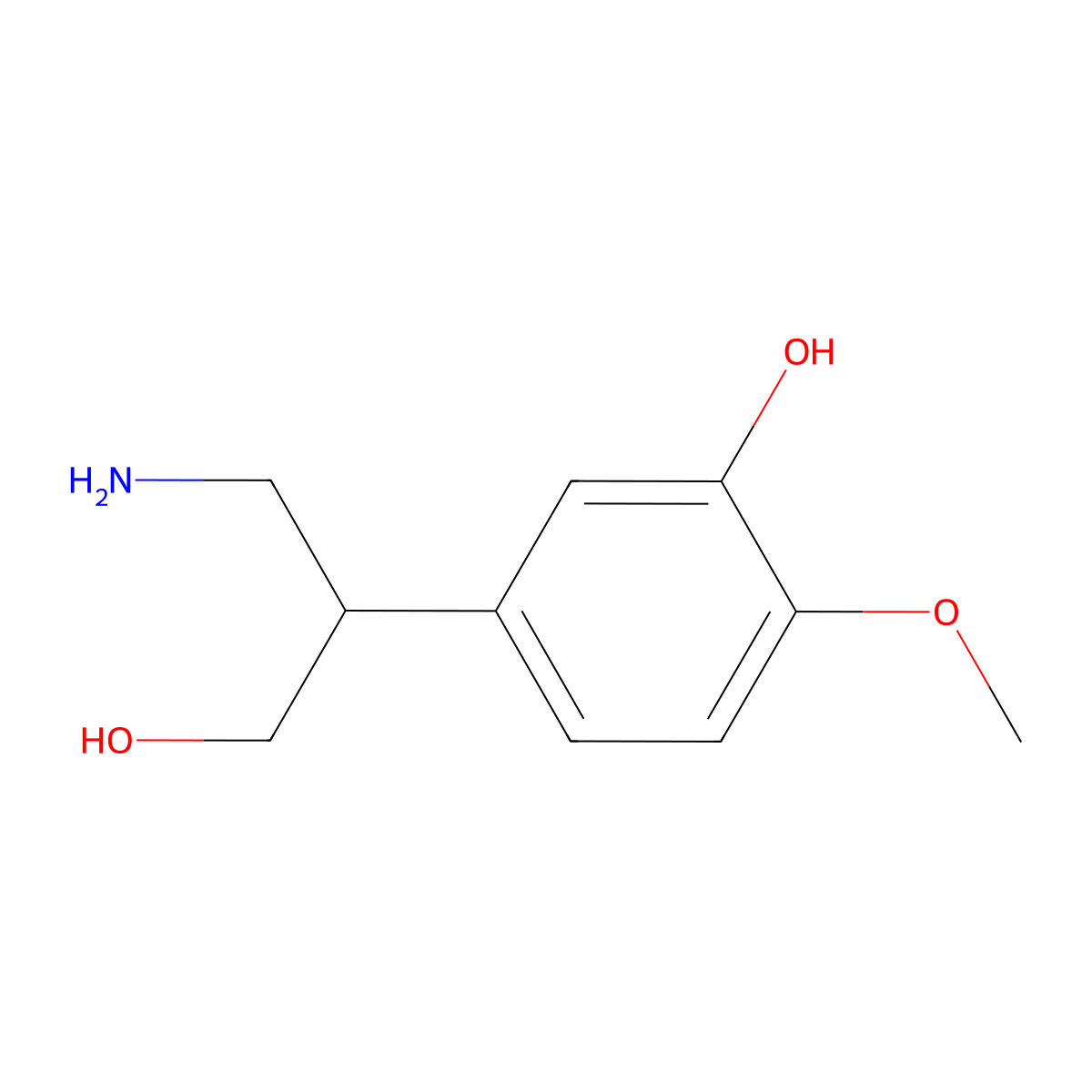 5-(1-Amino-3-hydroxypropan-2-yl)-2-methoxyphenol molecular structure, CAS 2167430-11-5