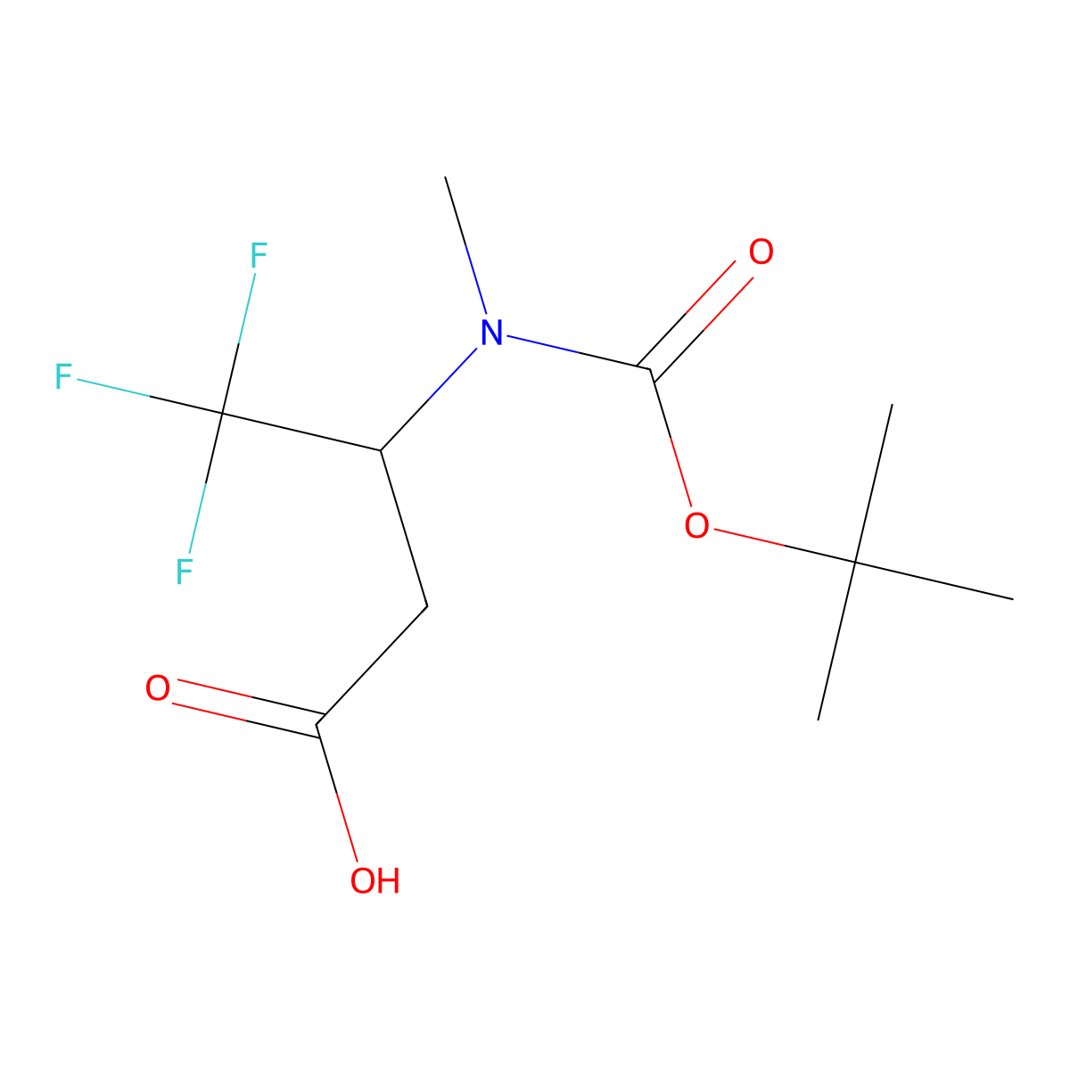 3-{[(Tert-butoxy)carbonyl](methyl)amino}-4,4,4-trifluorobutanoic acid molecular structure, CAS 2167432-43-9