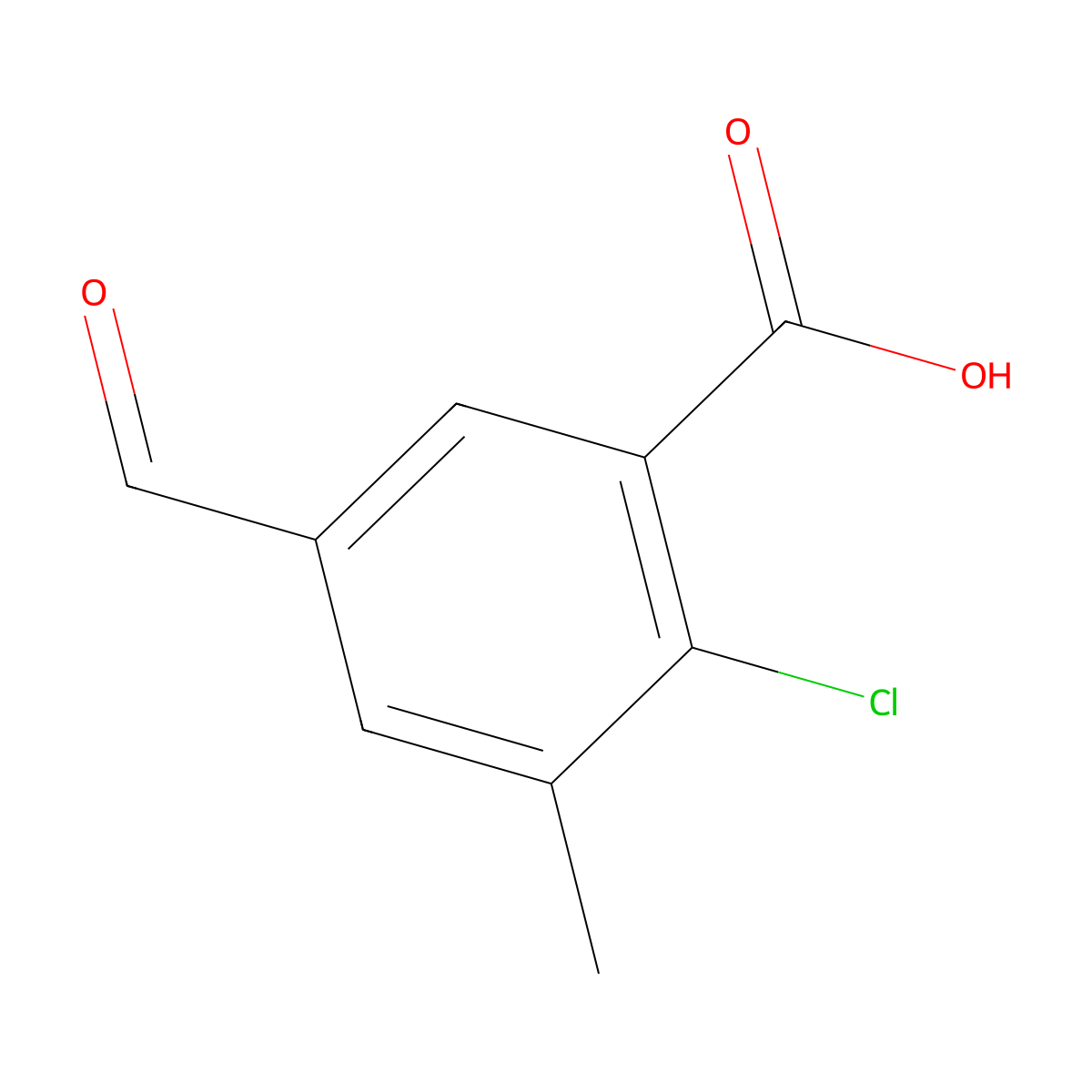 2-Chloro-5-formyl-3-methylbenzoic acid molecular structure, CAS 2167451-79-6