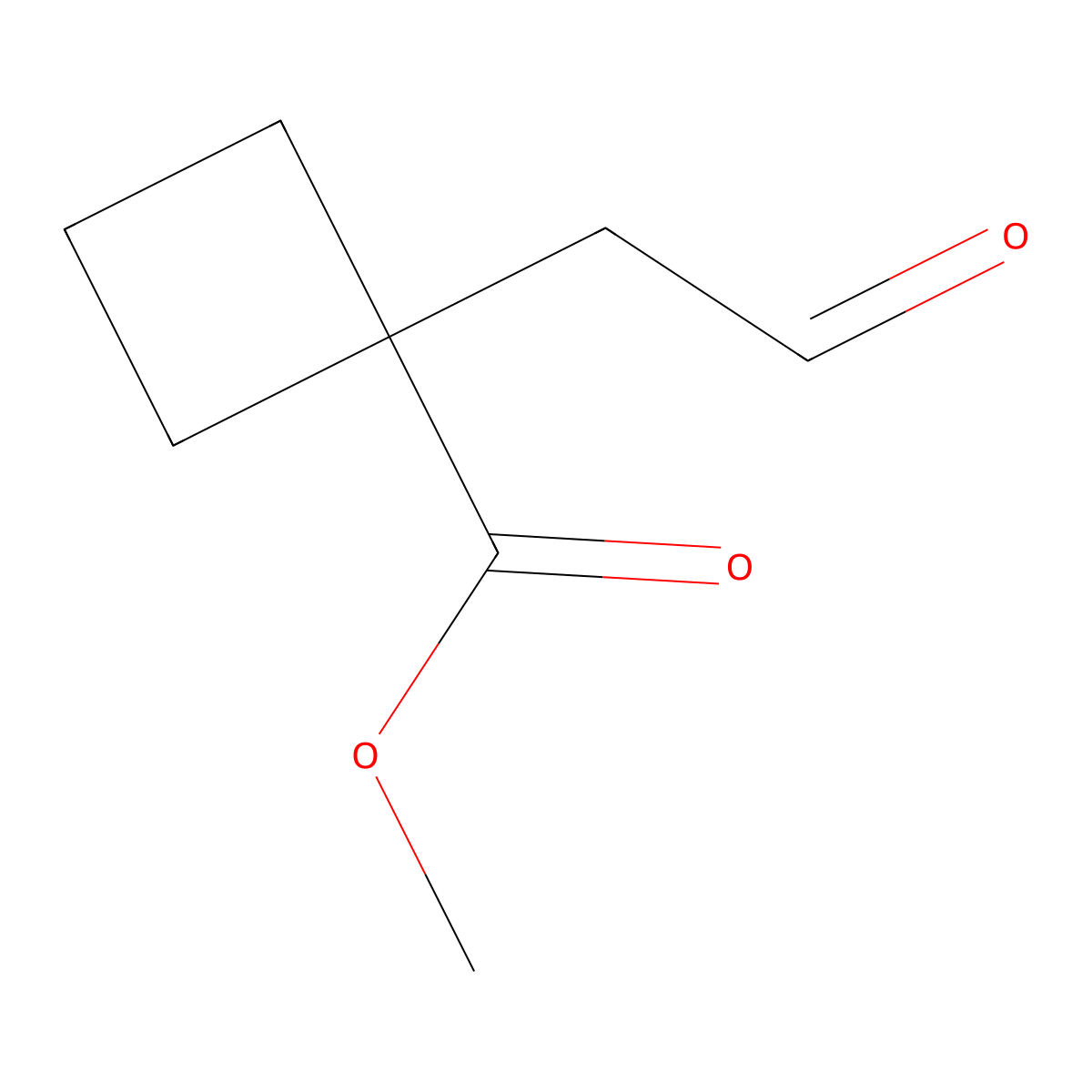 Methyl 1-(2-oxoethyl)cyclobutane-1-carboxylate molecular structure, CAS 2167451-86-5