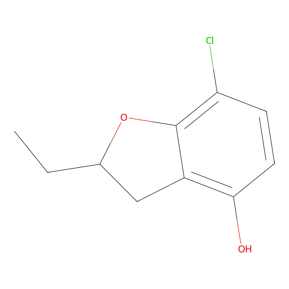 7-Chloro-2-ethyl-2,3-dihydrobenzofuran-4-ol molecular structure, CAS 2167452-33-5