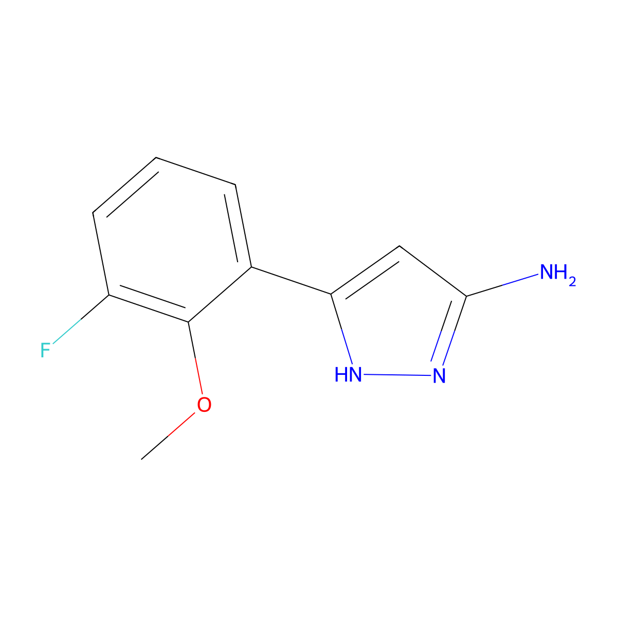 5-(3-fluoro-2-methoxyphenyl)-1H-pyrazol-3-amine molecular structure, CAS 2167453-46-3
