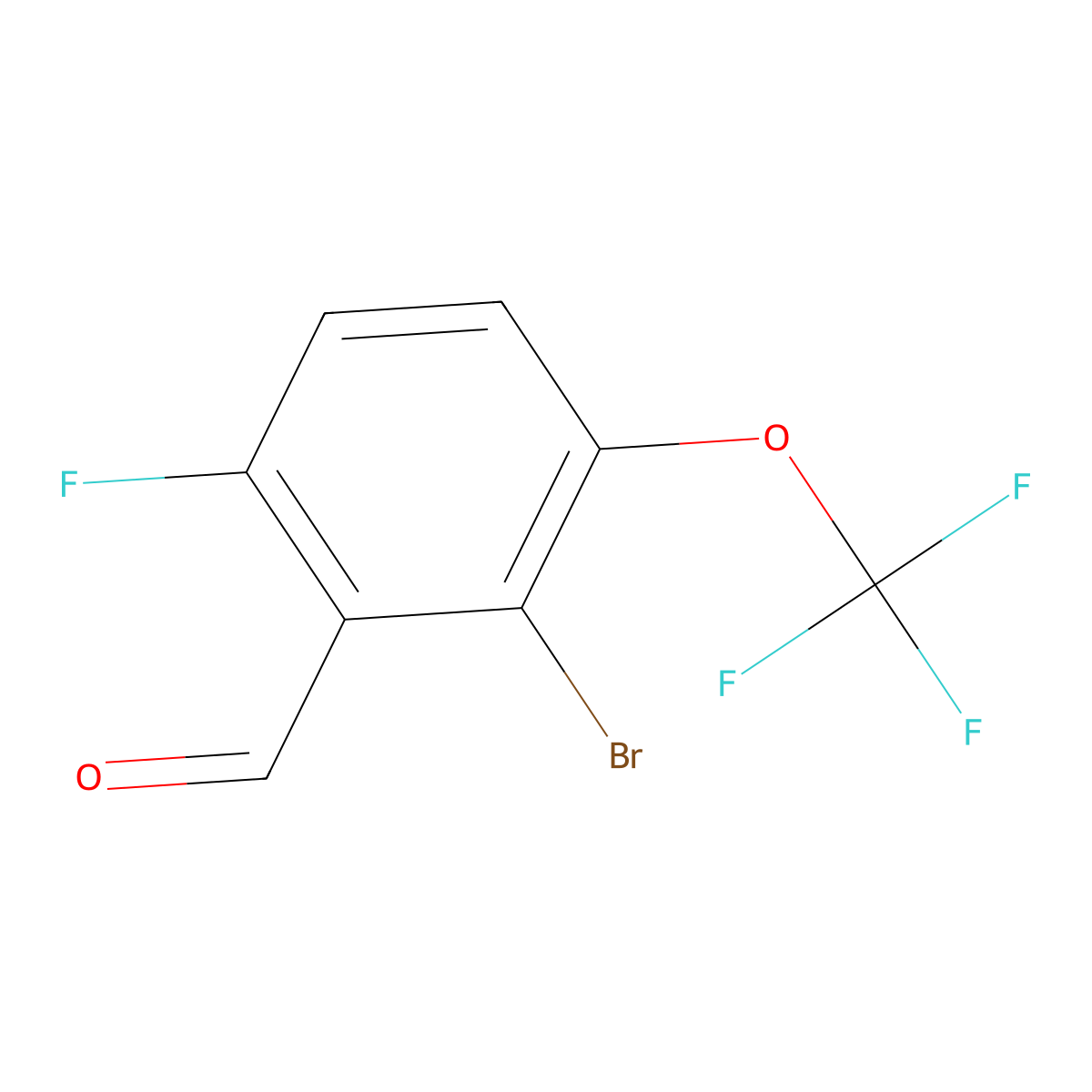 2-Bromo-6-fluoro-3-(trifluoromethoxy)benzaldehyde molecular structure, CAS 2167455-80-1