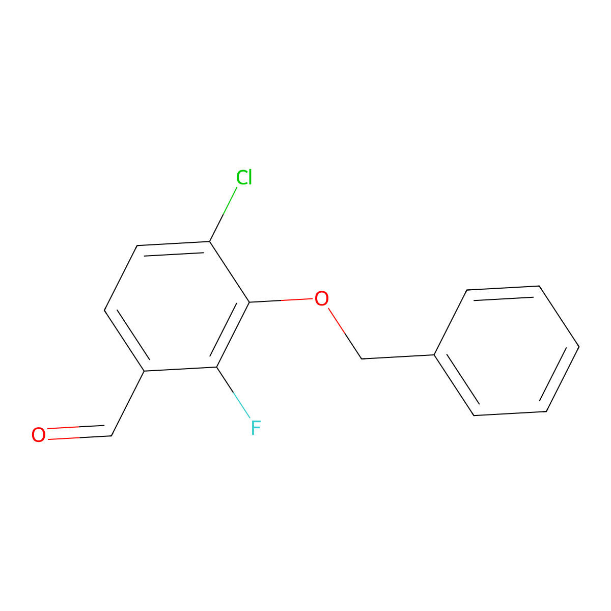 3-(Benzyloxy)-4-chloro-2-fluorobenzaldehyde molecular structure, CAS 2167456-53-1