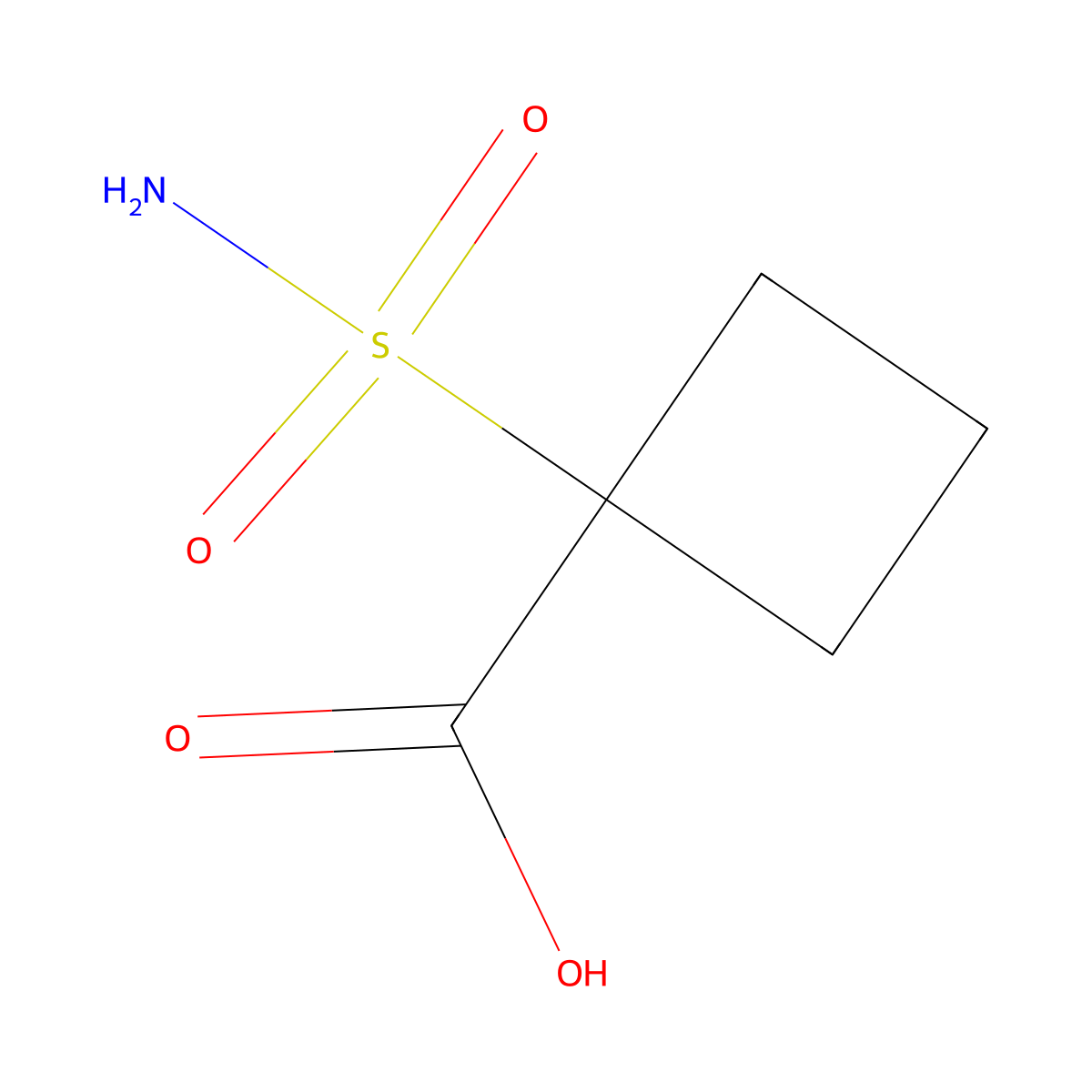 1-Sulfamoylcyclobutane-1-carboxylic acid molecular structure, CAS 2167462-16-8