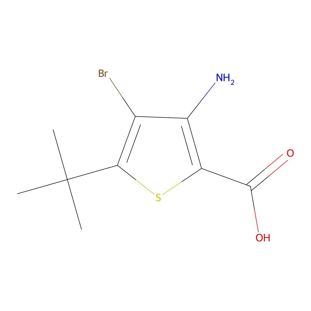 3-Amino-4-bromo-5-tert-butylthiophene-2-carboxylic acid molecular structure, CAS 2167465-17-8