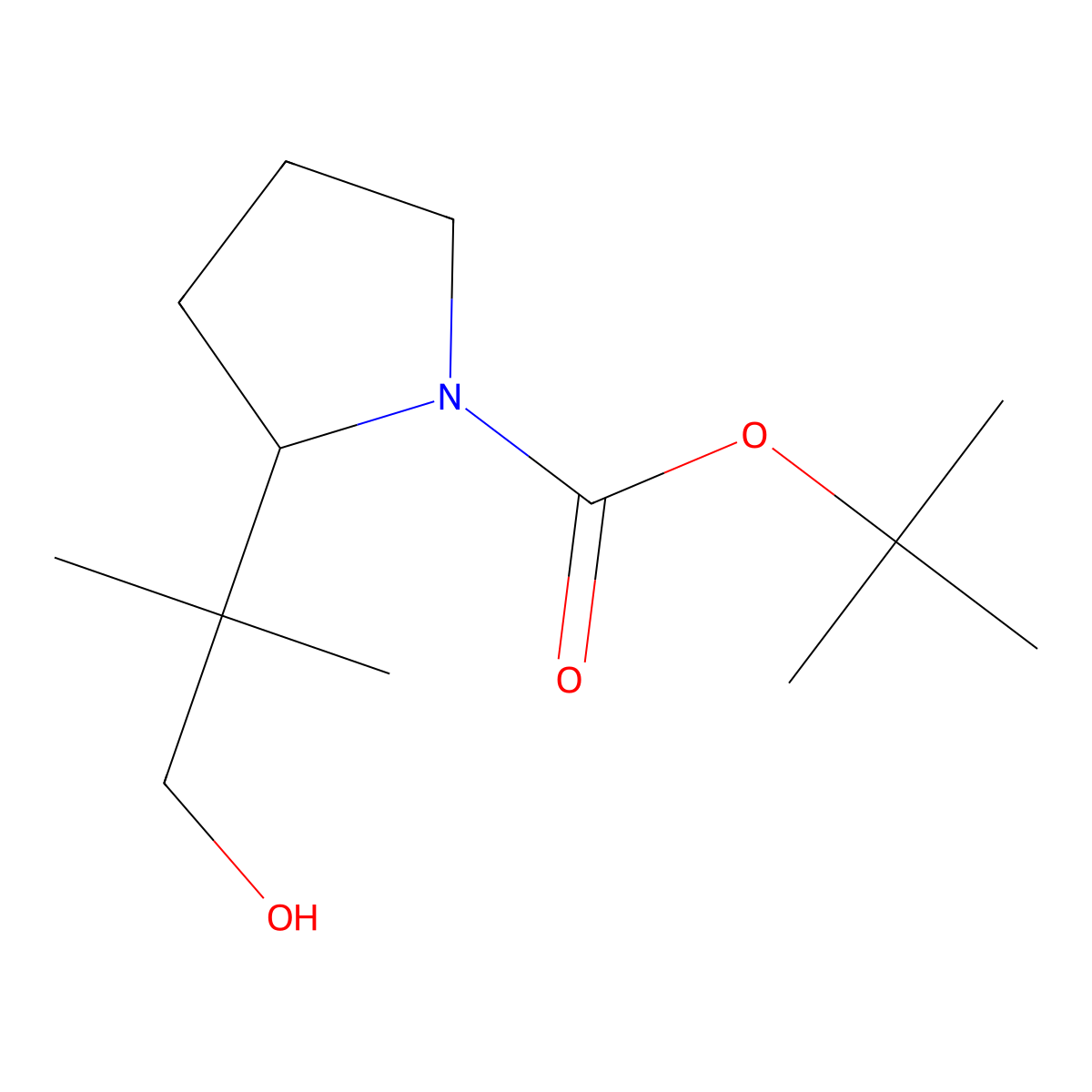 Tert-butyl 2-(1-hydroxy-2-methylpropan-2-yl)pyrrolidine-1-carboxylate molecular structure, CAS 2167466-20-6