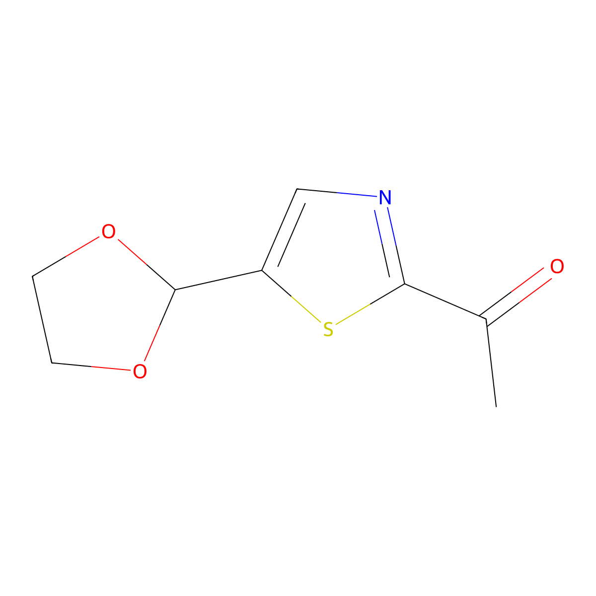 1-[5-(1,3-Dioxolan-2-yl)-1,3-thiazol-2-yl]ethan-1-one molecular structure, CAS 2167467-13-0
