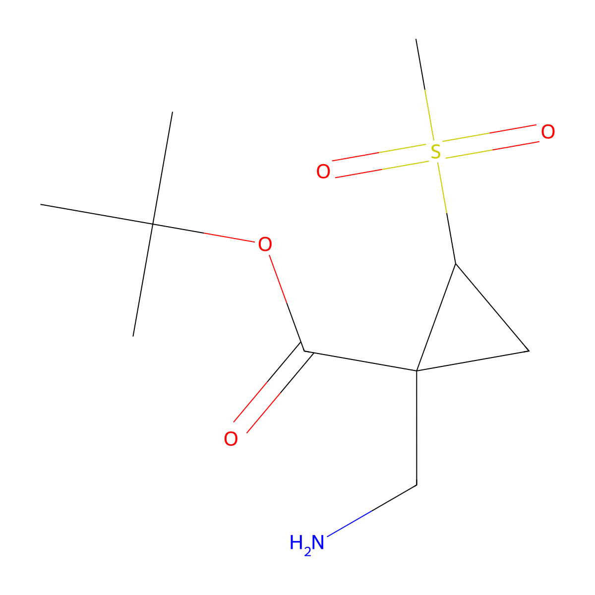 Tert-butyl 1-(aminomethyl)-2-methanesulfonylcyclopropane-1-carboxylate molecular structure, CAS 2167470-58-6