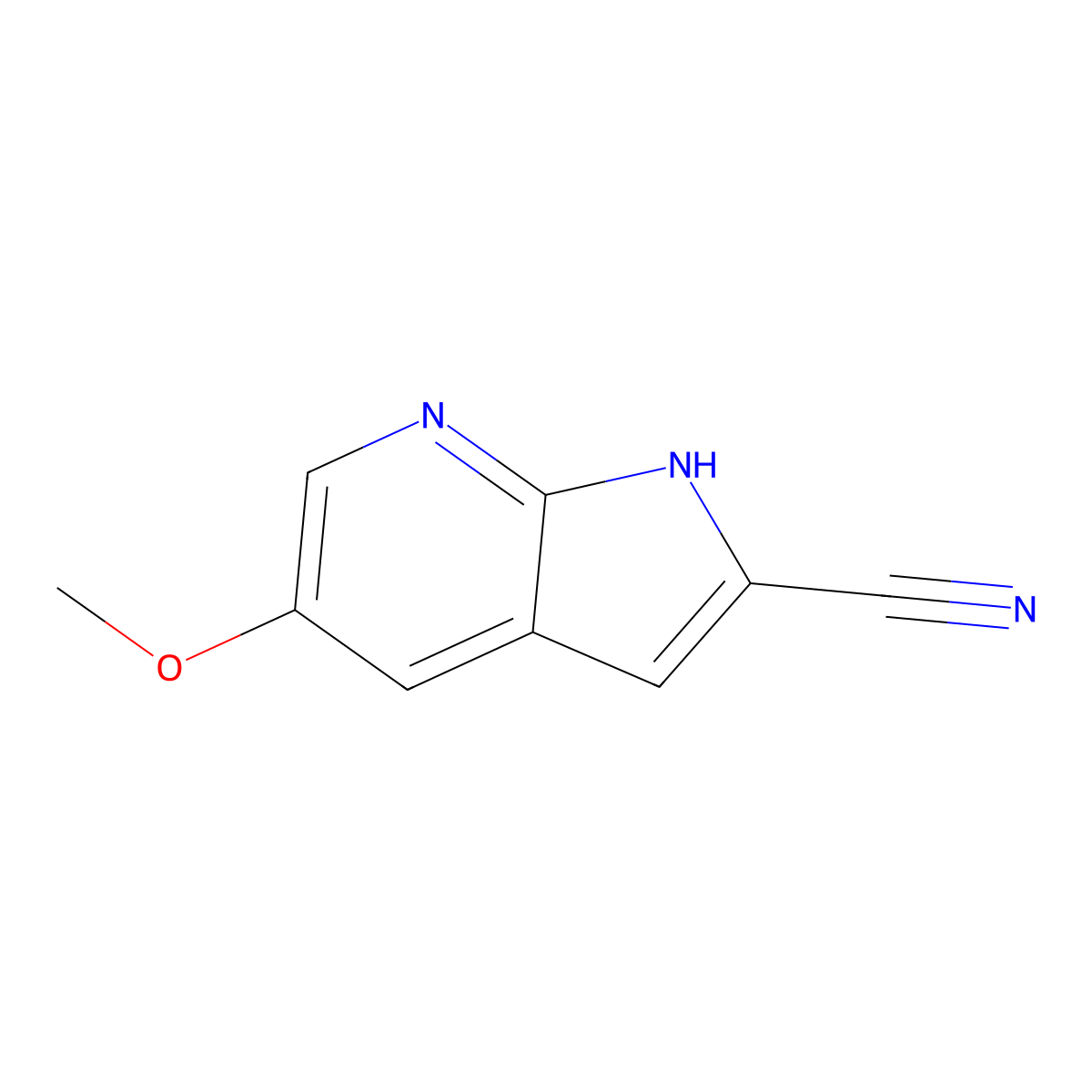 5-methoxy-1H-pyrrolo[2,3-b]pyridine-2-carbonitrile molecular structure, CAS 2167470-80-4