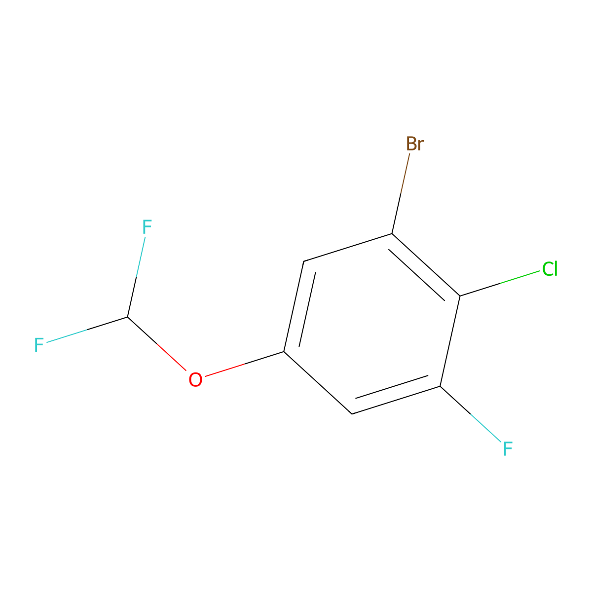 1-Bromo-2-chloro-5-(difluoromethoxy)-3-fluorobenzene molecular structure, CAS 2167473-58-5