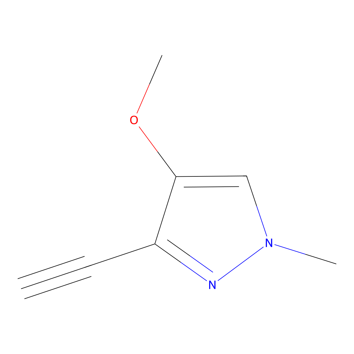 3-ethynyl-4-methoxy-1-methyl-1H-pyrazole molecular structure, CAS 2167488-76-6