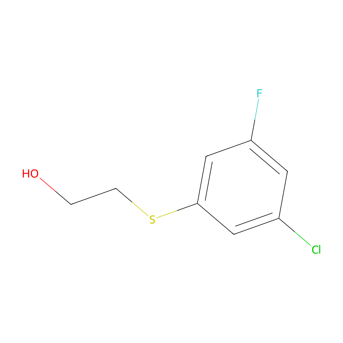 2-(3-Chloro-5-fluoro-phenylsulfanyl)-ethanol molecular structure, CAS 2167495-12-5